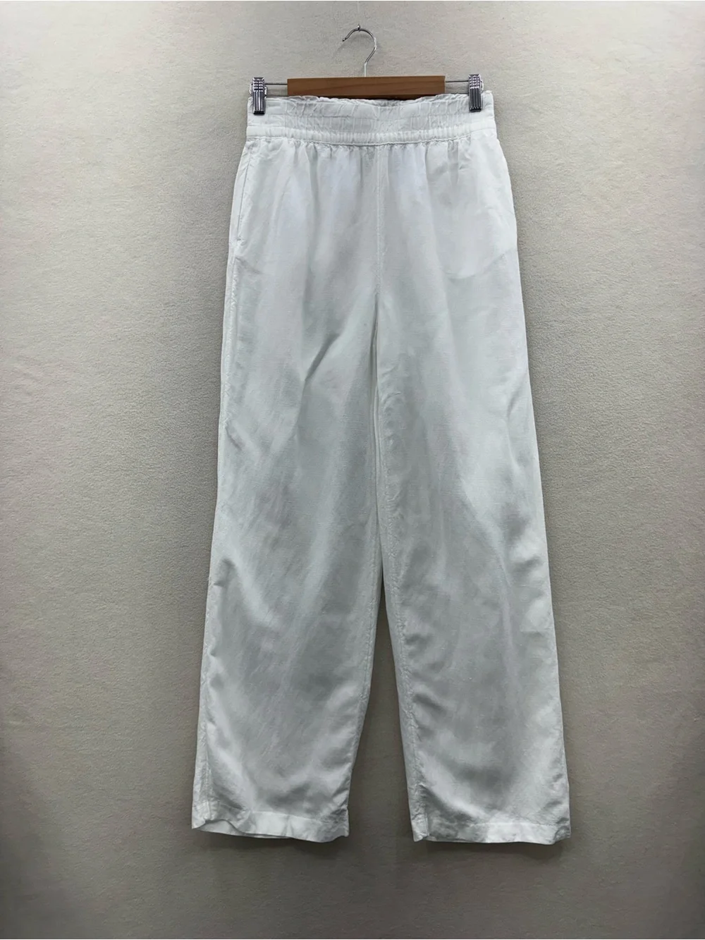 H&M Women’s Small Linen Blend Wide Leg Relaxed Pants White